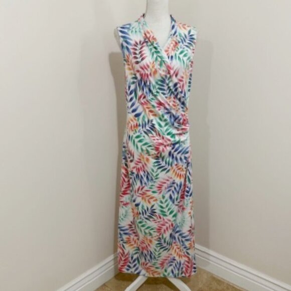 Tommy Bahama Sleeveless Tropical Palm Floral Maxi Dress Summer Resortwear Size M - Picture 1 of 5